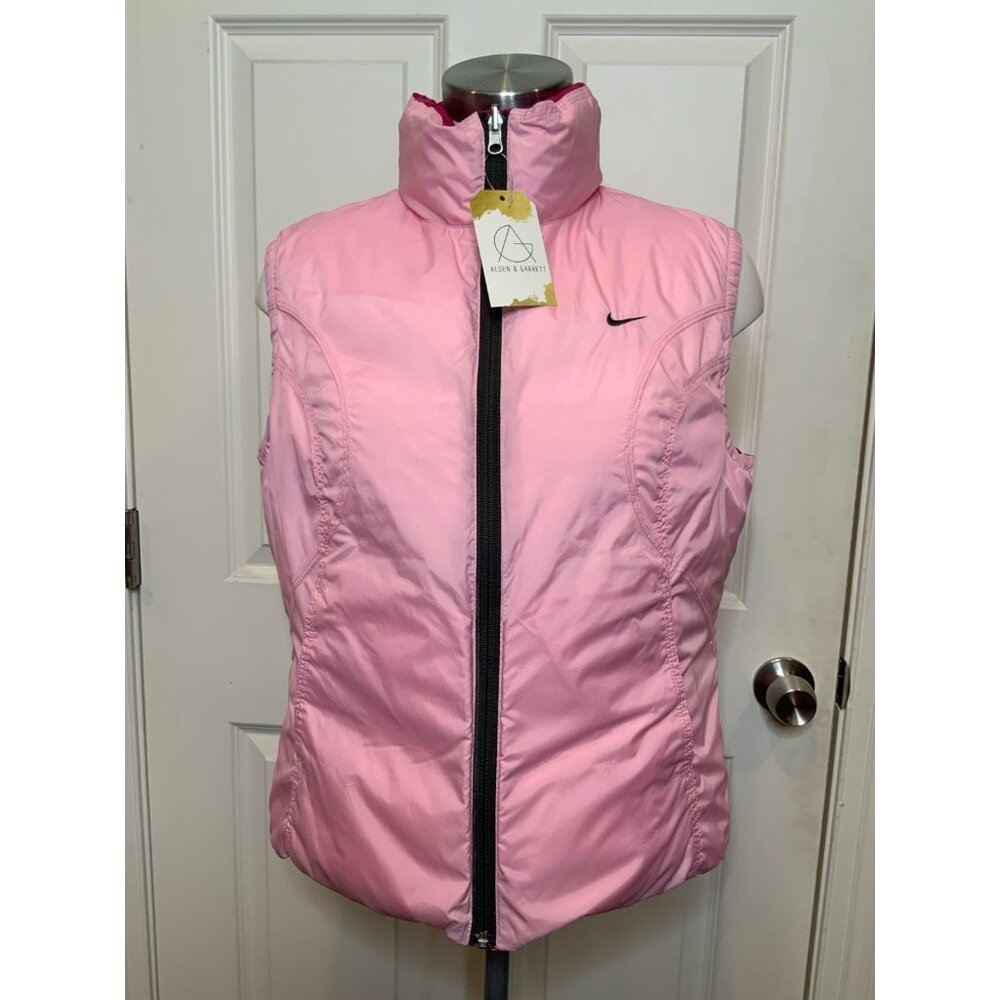 Nike Pink Reversible Zip-Up Puffer Vest , Size Large